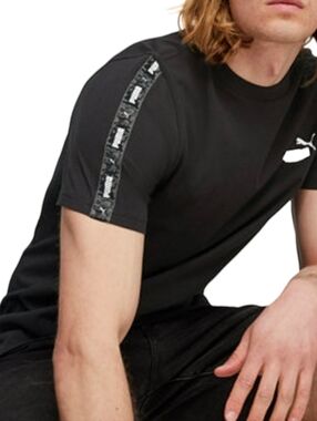 Men's 4x PUMA T Shirt Black with Arm Trim Short Sleeve Crew Neck